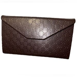 GUCCI Sunglass / Eyeglass Case Folding Triangle Hard Side Brown Case w/ GG Logo